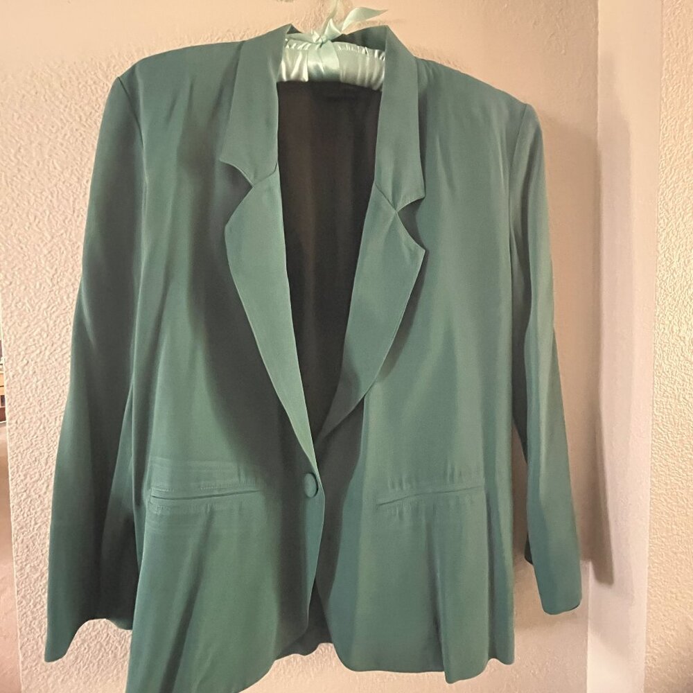 Dark Green Silk-like Blazer - By Choice Sport